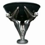 Art Deco Style Marble Bowl with Silver Ladies with Wings by Decomoments called Harmony