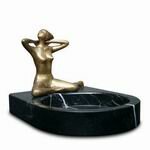 Multi use tray with Art Deco Sytle Figure in Gold color on marble bases by Decomoments called Refresh