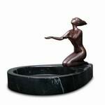 Multi use tray with Art Deco Sytle Figure in Brown on marble bases by Decomoments called Glorify