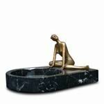 Multi use tray with Art Deco Sytle Figure in Gold color on marble bases by Decomoments called Reflect