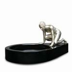 Multi use tray with Art Deco Sytle Figure in Silver color on marble bases by Decomoments called Contemplate